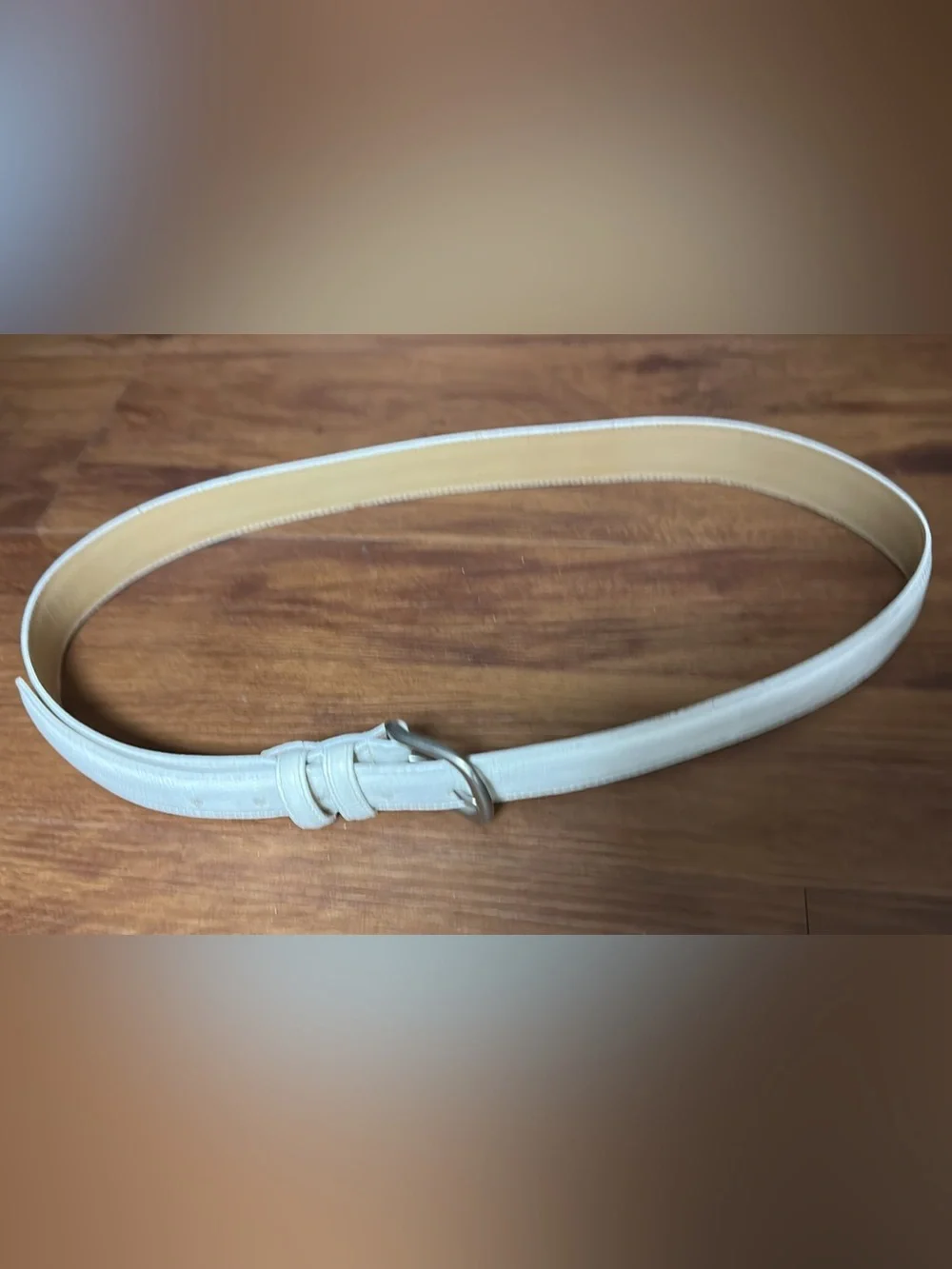 White Lizard Grain Steerhide Leather Belt Size 36/90 Made in USA